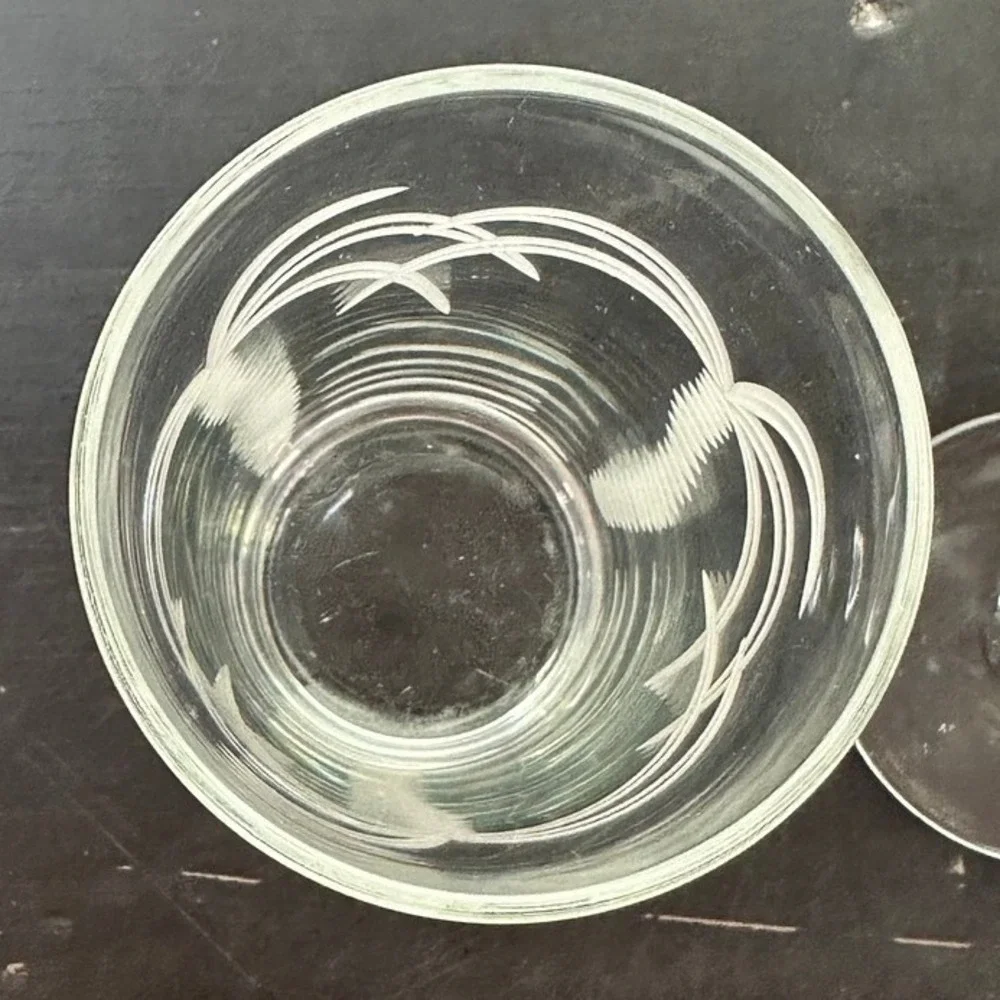 Rolf Glass Palm Tree Glassware Pair Wine Balloon & Highball Tropical Barware